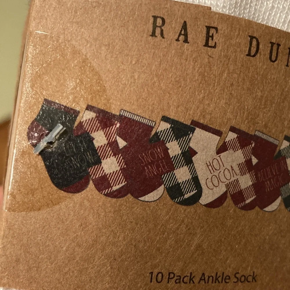NEW! Rae Dunn 2T-3T TEN PACK Buffalo Check CHRISTMAS ANKLE SOCKS